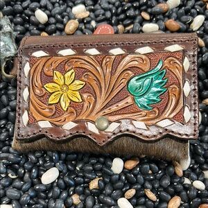 Brown Leather Floral Wallet